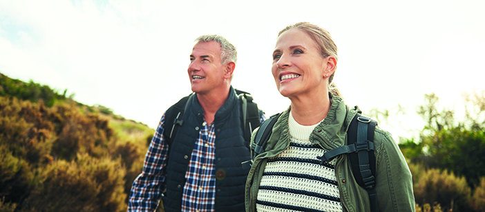 A man and woman hiking