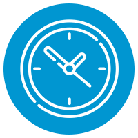 blue icon with clock